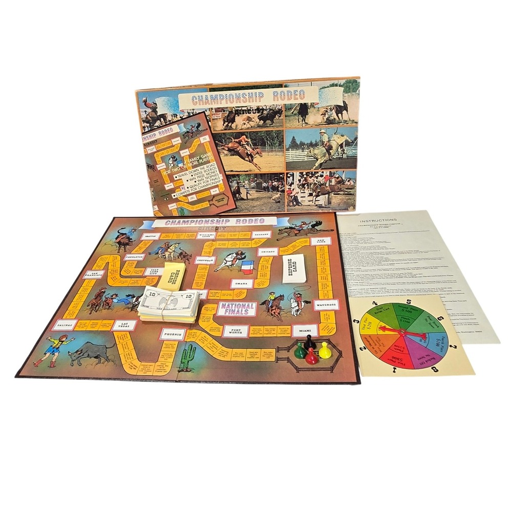 Vintage 1976 Championship Rodeo Circuit Board Game Nikki Western Cowboy Bull